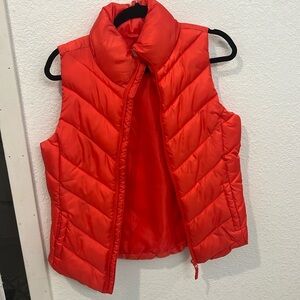 Red puffer vest
